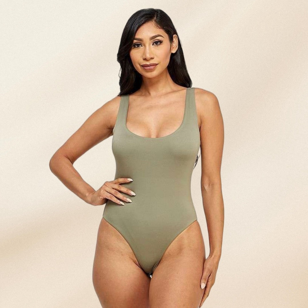 Fade Olive Scoop Tank Bodysuit