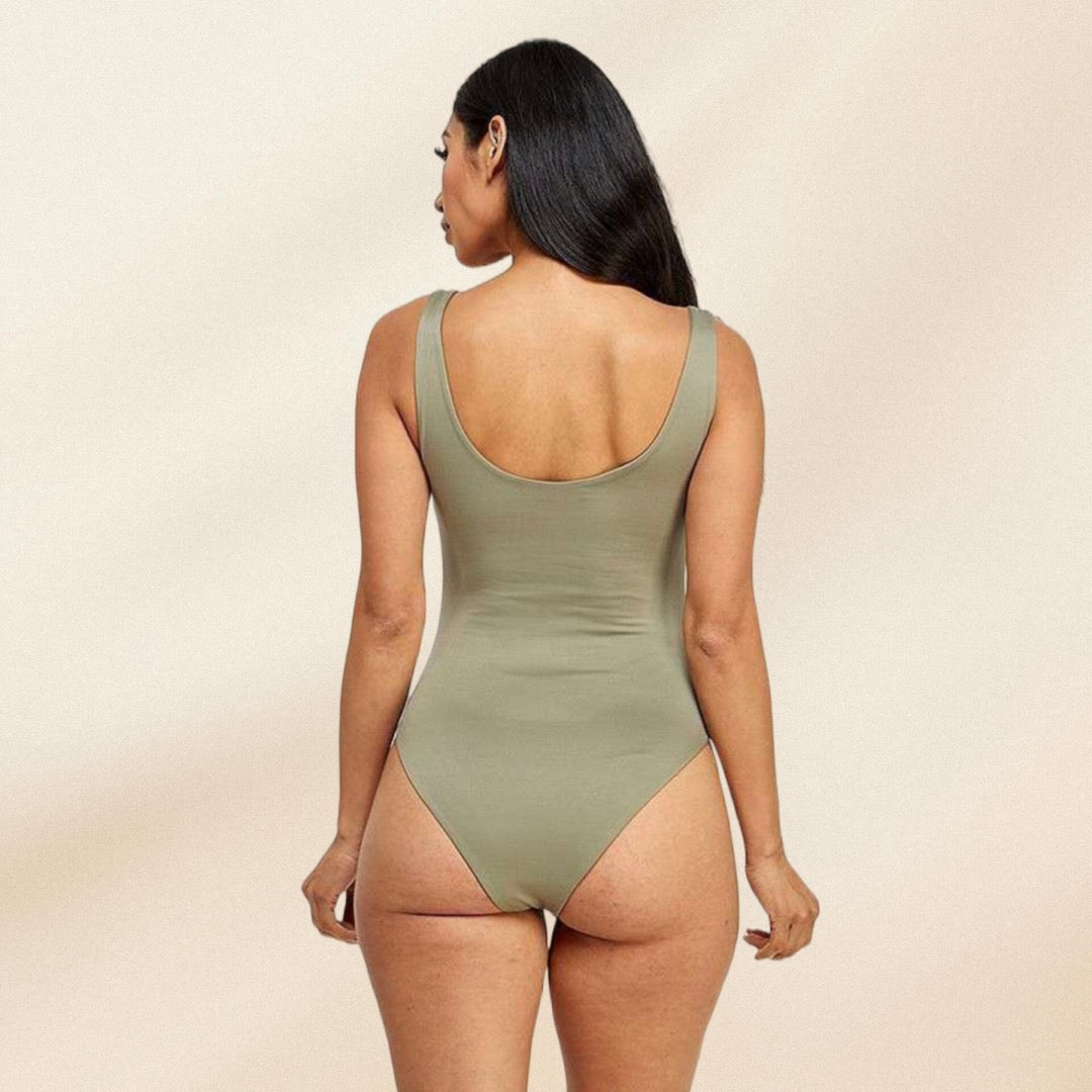 Fade Olive Scoop Tank Bodysuit