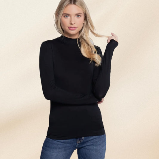 Long Sleeve Fitted Mock Neck