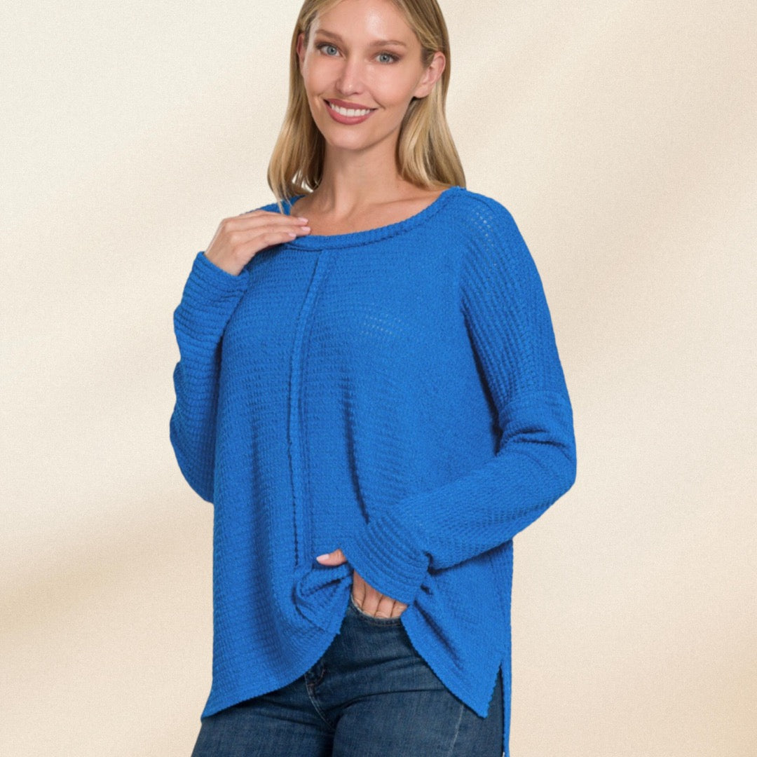 Ocean Blue Boat Neck Sweater